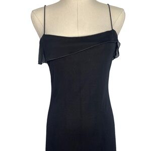 90s style mid length black dress
